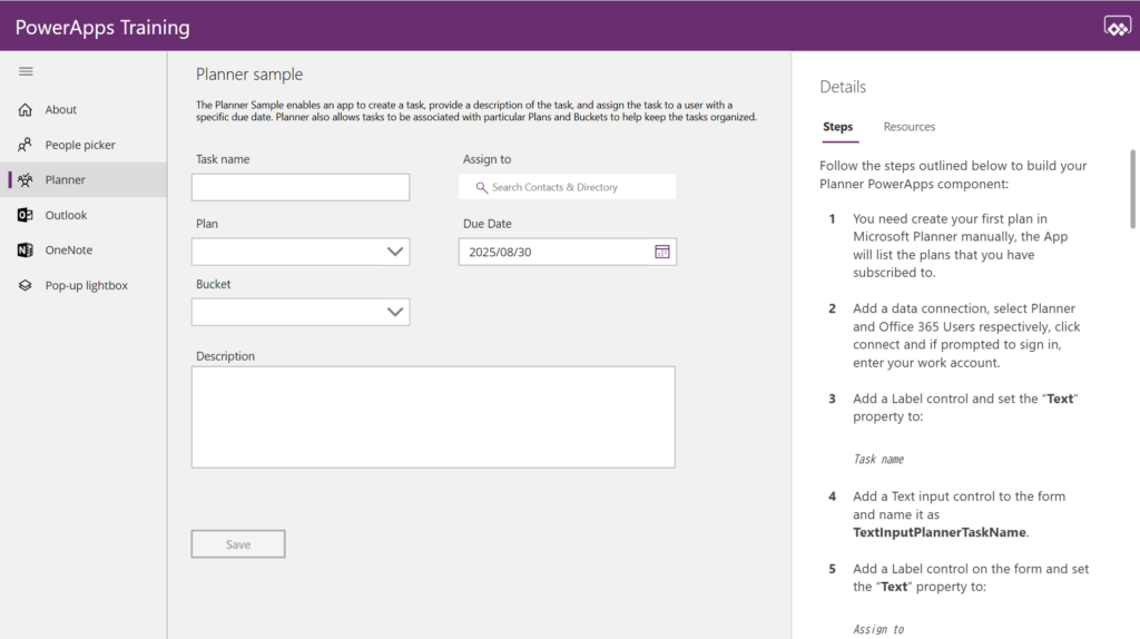 Power Apps Training for Officeの画面